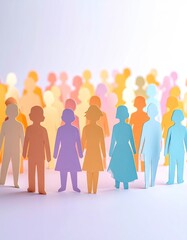 Diverse group of colorful paper cutout figures representing community and unity.