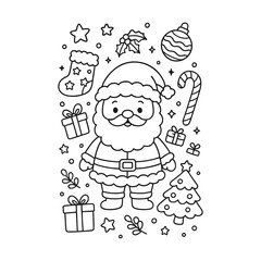 Hand-Drawn Santa Standing Coloring Page