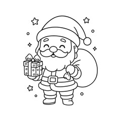 Hand-Drawn Santa Reading Letter Coloring Page