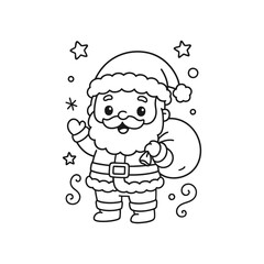Hand-Drawn Santa Writing List Coloring Page