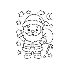 Obraz premium Hand-Drawn Santa in Pajamas Coloring Page