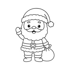 Obraz premium Hand-Drawn Santa Holding Bell Coloring Page