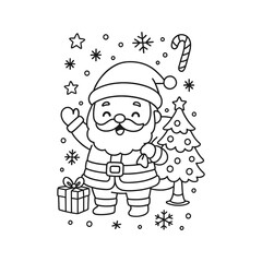 Hand-Drawn Santa Meditating Coloring Page