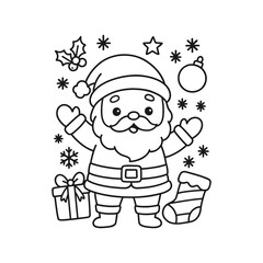 Hand-Drawn Santa Stretch Pose Coloring Page