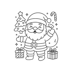 Hand-Drawn Santa Laughing Wide Mouth Coloring