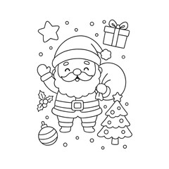 Hand-Drawn Santa Bowing Coloring Page