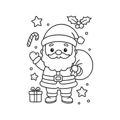Hand-Drawn Santa Clapping Coloring Page