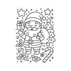 Hand-Drawn Santa Dancing Coloring Page