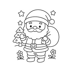 Hand-Drawn Santa Hands Down Coloring Page