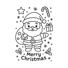Hand-Drawn Santa Christmas Pose Coloring Page