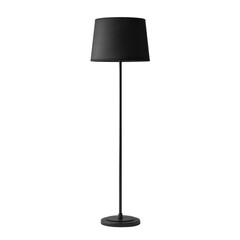 Obraz premium Modern black floor lamp with fabric shade isolated on Transparent Background