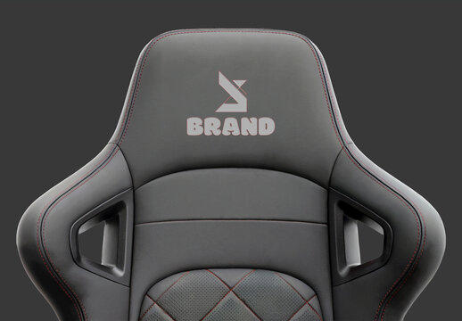 Logo Mockup On A Gaming Chair with Leather Texture