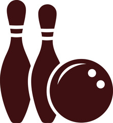 Dark Red Bowling Ball and Pins Graphic sport game
