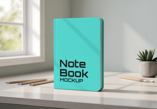Realistic Notebook Cover Mockup Template For Stationery Branding