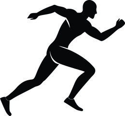Silhouette of a runner in mid-stride running athlete