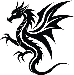 Tribal style dragon silhouette mythical creature
