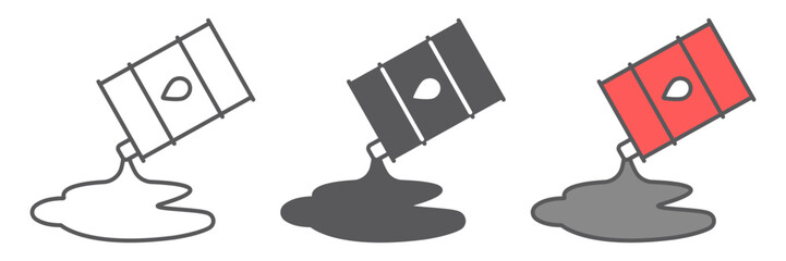 Oil spill icon, fuel and storage, oil barrel sign, vector graphics, a linear pattern on a white background. editable stroke