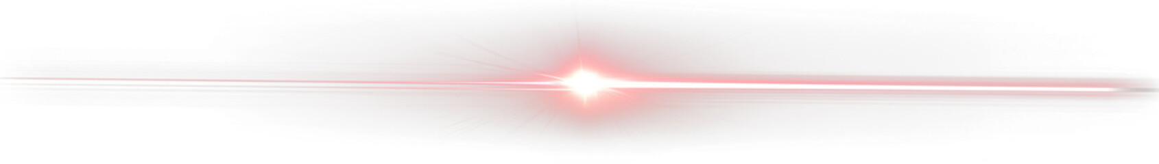Bright red light flare with horizontal beam and glowing effect
