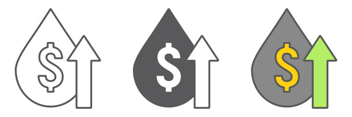 Oil price icon, fuel and market, oil cost growth sign, vector graphics, a linear pattern on a white background. editable stroke