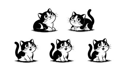 Obraz premium Cute Black and White Kitten Set 