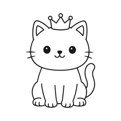 The cat becomes king. Hand-drawn coloring pages