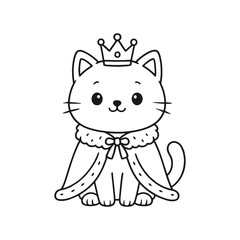 King cat. Hand-drawn coloring pages
