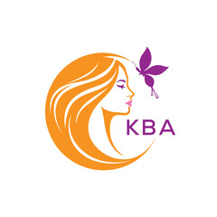 KBA Elegant Beauty Woman Logo. KBA with Butterfly | Salon & Spa Branding. KBA Luxury Beauty Icon Design.

