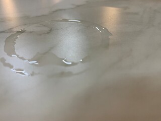 Close-up of the water stain on the table.