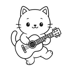 Cats like to play guitar. Hand-drawn coloring pages