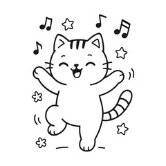 Cats like to dance. Hand-drawn coloring pages