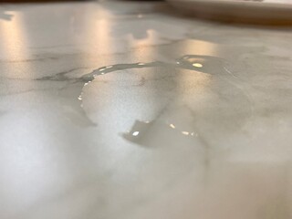 Close-up of the water stain on the table.