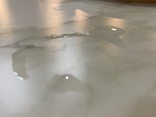 Close-up of the water stain on the table.