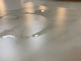 Close-up of the water stain on the table.