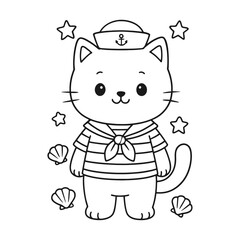 Cats become sailors. Hand-drawn coloring pages