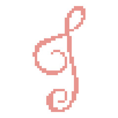 Fototapeta premium Pixel Art G-Clef Music Note Symbol