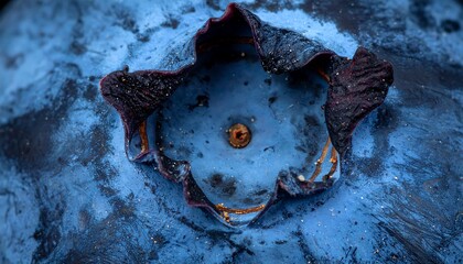 Macro shot showcasing the intricate details of a single, ripe fruit, with vibrant hues and textures. Focus is on the top