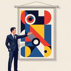 Presentation of Geometric Abstract Art Analyst Explaining Graphic Composition