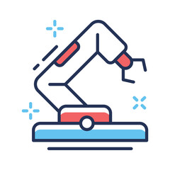 Futuristic robotic arm icon representing AI automation in industry.