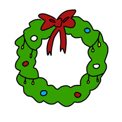 Cute Christmas wreath doodle illustration