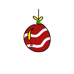 Cute Christmas ball red doodle illustration