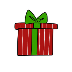 Cute Christmas gift doodle illustration