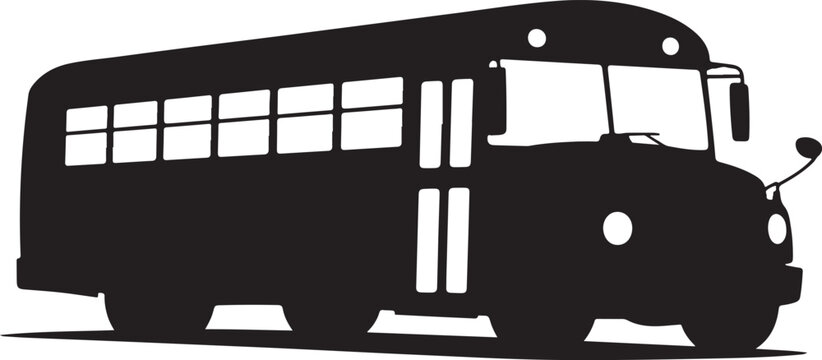 black silhouette of school bus on white background, vector