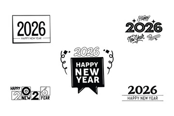 Happy New Year 2026 Number Collection – Festive Design Set