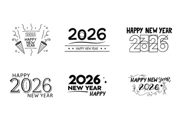 Happy New Year 2026 Number Collection – Festive Design Set