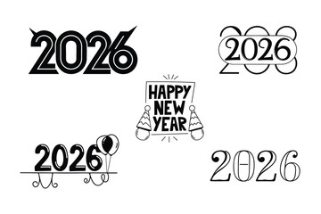 Happy New Year 2026 Number Collection – Festive Design Set
