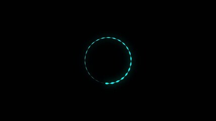 Abstract glowing neon line circular lens animation. Abstract neon circle loading icon animation on black background. - Powered by Adobe