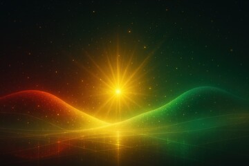 Obraz premium Abstract light over the earth. Golden waves spread over the horizon landscape.