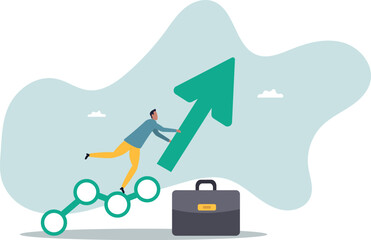Career growth or business achievement, stock market rising up from economic recovery .about a man and his life.
