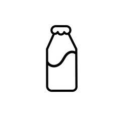 Dairy vector icon in linear, outline icon isolated on white background. milk bottle icon