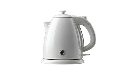 Isolated stainless steel electric kettle on white background for hot water and beverage preparation in the kitchen